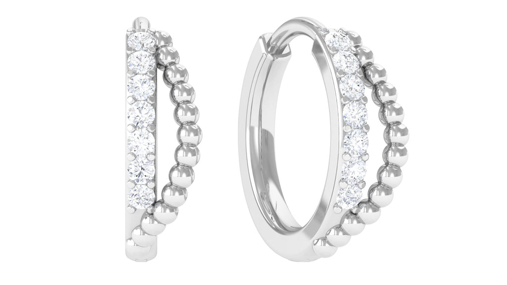 Real Diamond Hoop Earring for Helix Piercing Diamond - ( HI-SI ) - Color and Clarity - Jewel Pierce
