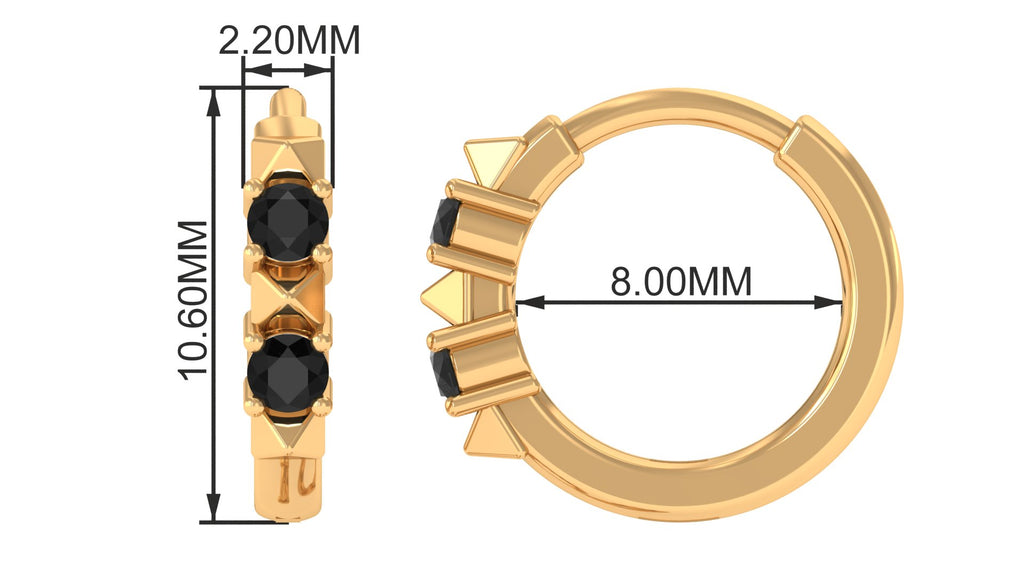 Natural Black Diamond Conch Hoop Earring Black Diamond - ( AAA ) - Quality - Jewel Pierce