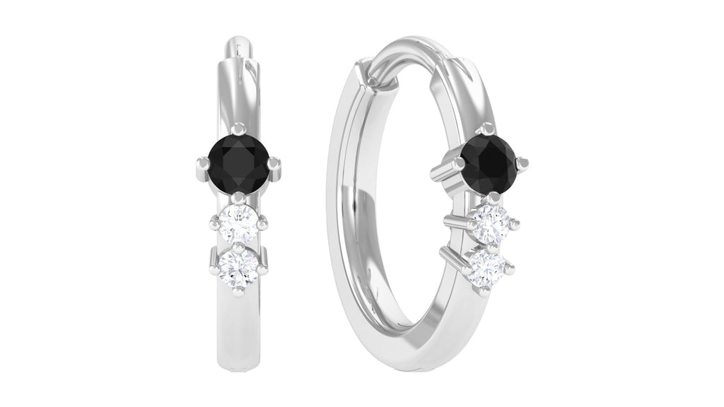 Black and White Diamond Conch Hoop Earring Black Diamond - ( AAA ) - Quality - Jewel Pierce