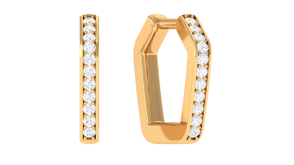 Natural Diamond Huggie Hoop Earring for Helix Piercing Diamond - ( HI-SI ) - Color and Clarity - Jewel Pierce