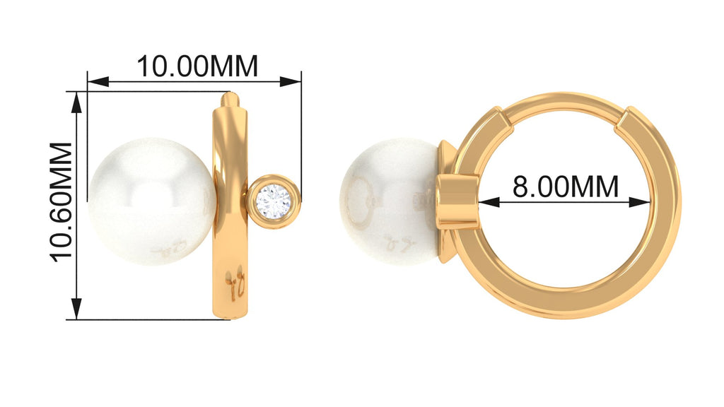Freshwater Pearl Conch Hoop Earring with Diamond Freshwater Pearl - ( AAA ) - Quality - Jewel Pierce