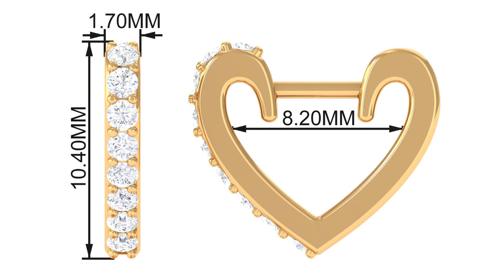 Real Diamond Heart Shape Hoop Earring Diamond - ( HI-SI ) - Color and Clarity - Jewel Pierce