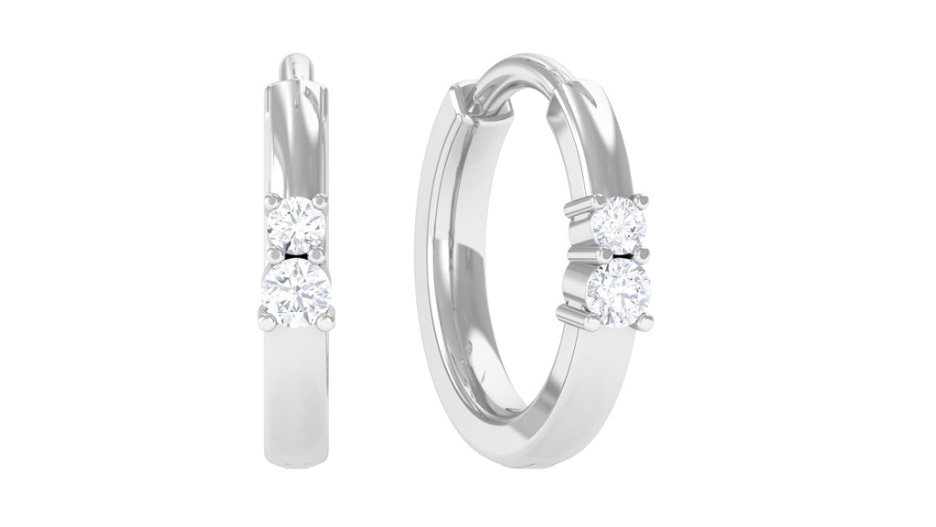 Real Diamond Two Stone Conch Hoop Earring Diamond - ( HI-SI ) - Color and Clarity - Jewel Pierce