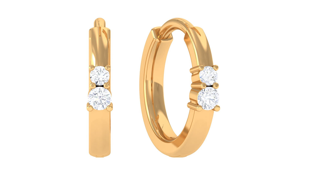 Real Diamond Two Stone Conch Hoop Earring Diamond - ( HI-SI ) - Color and Clarity - Jewel Pierce