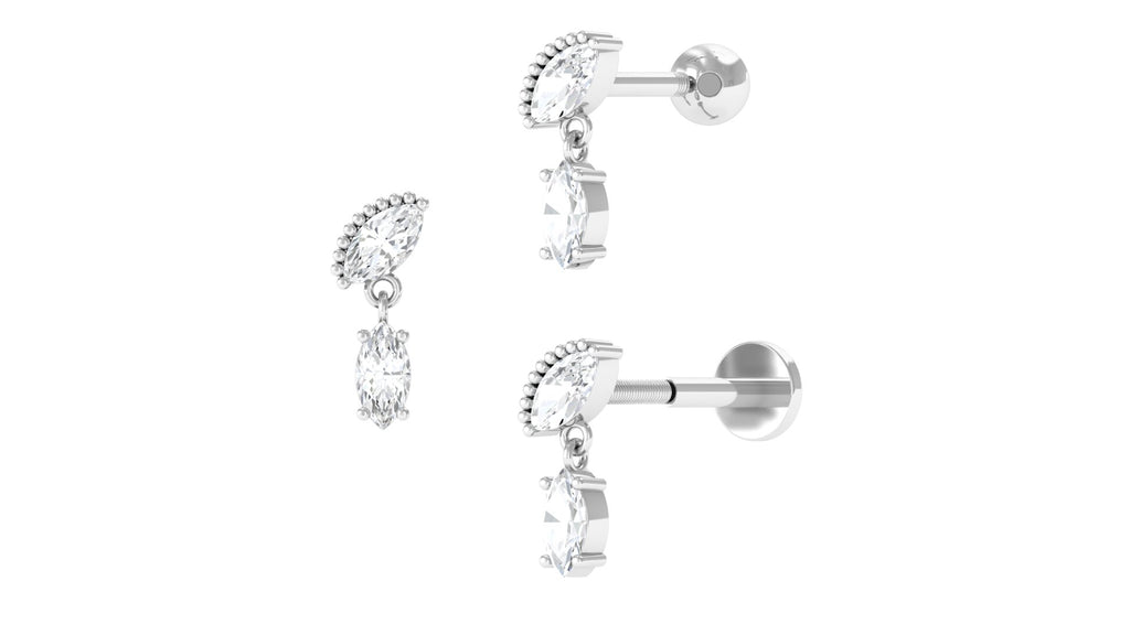 Marquise Diamond Drop Earring for Helix Piercing Diamond - ( HI-SI ) - Color and Clarity - Jewel Pierce