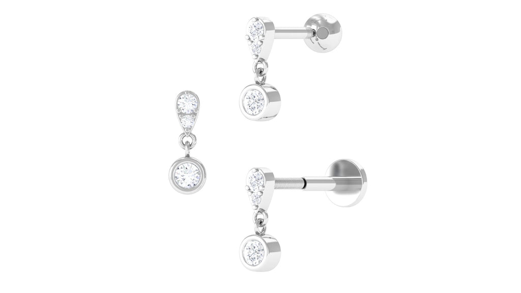 Natural Diamond Cartilage Drop Earring Diamond - ( HI-SI ) - Color and Clarity - Jewel Pierce