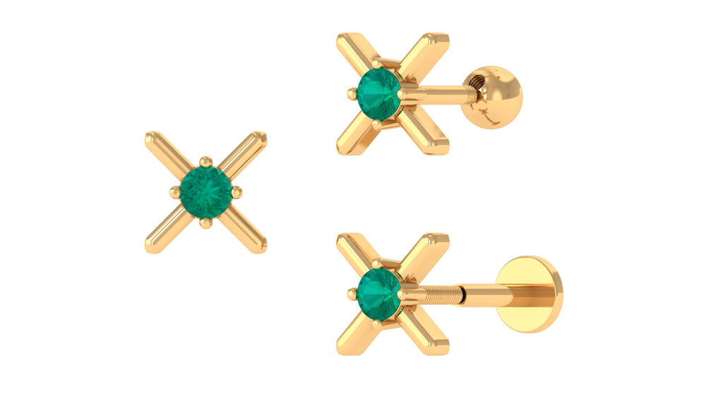 Green Emerald Unique Tragus Earring Emerald - ( AAA ) - Quality - Jewel Pierce