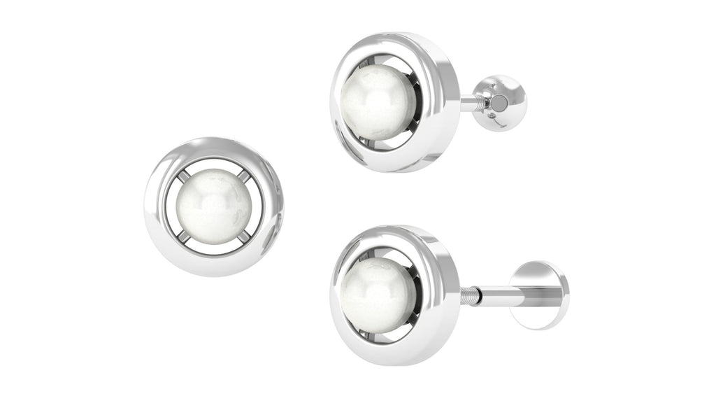 Circle Freshwater Pearl Earring for Helix Piercing Freshwater Pearl - ( AAA ) - Quality - Jewel Pierce