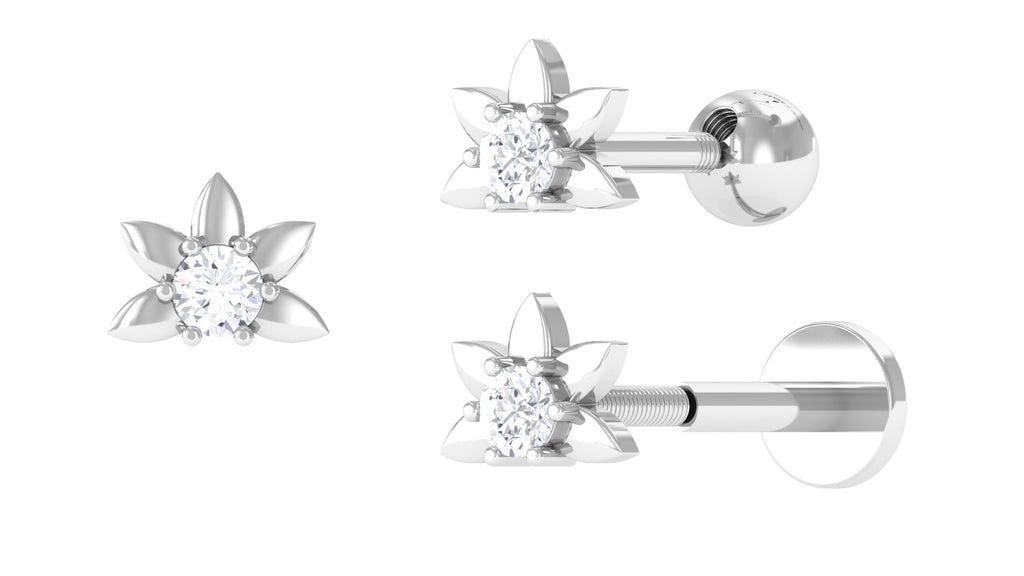 Natural Diamond Floral Earring for Tragus Piercing Diamond - ( HI-SI ) - Color and Clarity - Jewel Pierce