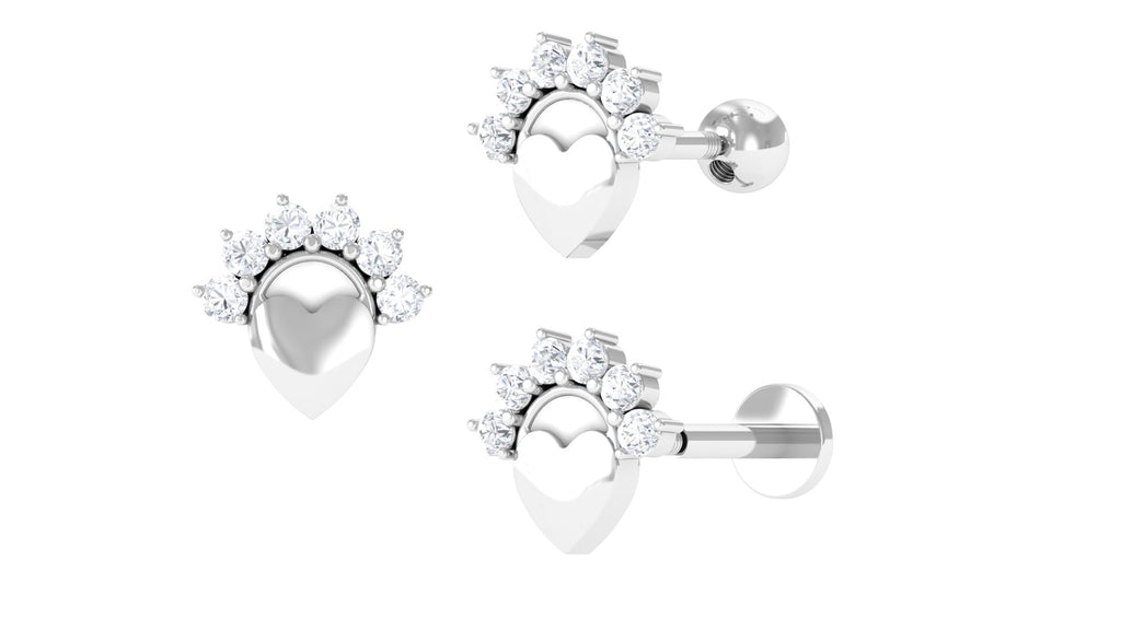 Genuine Diamond Heart Conch Earring Diamond - ( HI-SI ) - Color and Clarity - Jewel Pierce