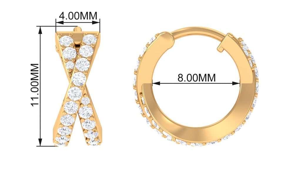 Real Diamond Braided Hoop Earring for Conch Piercing Diamond - ( HI-SI ) - Color and Clarity - Jewel Pierce