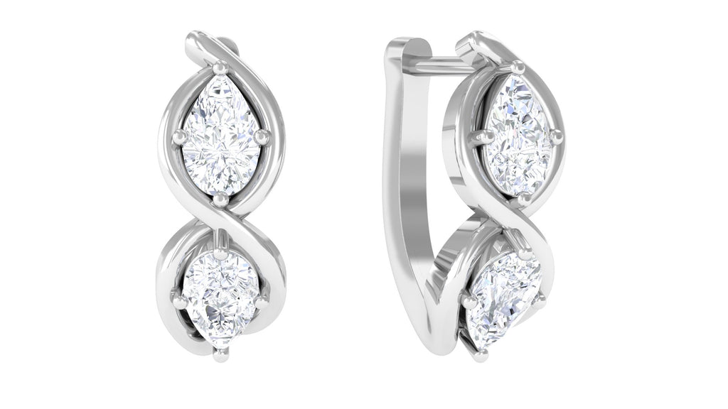 Diamond Infinity Hoop Earring for Upper Lobe Piercing Diamond - ( HI-SI ) - Color and Clarity - Jewel Pierce