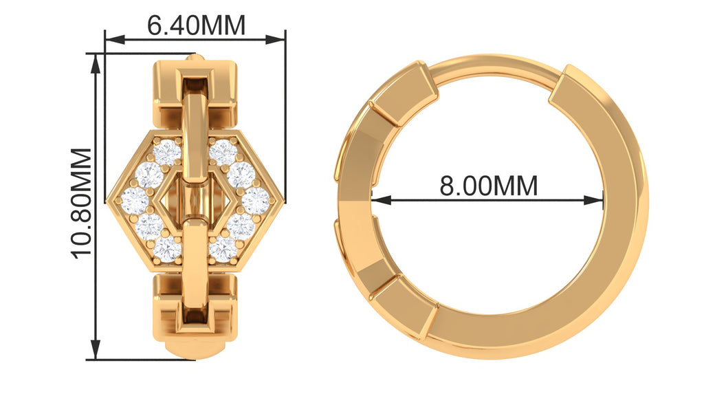 Real Diamond Geometric Hoop Earring for Conch Piercing Diamond - ( HI-SI ) - Color and Clarity - Jewel Pierce